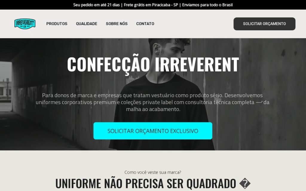 Página inicial do site irrev.com.br