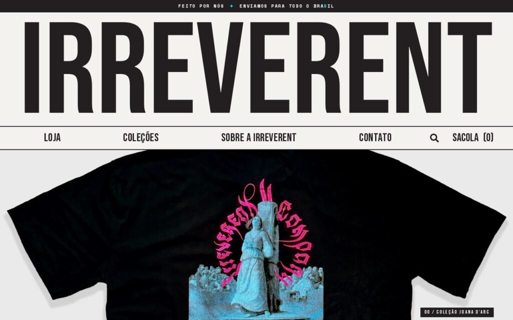 Página inicial do site irreverent.com.br