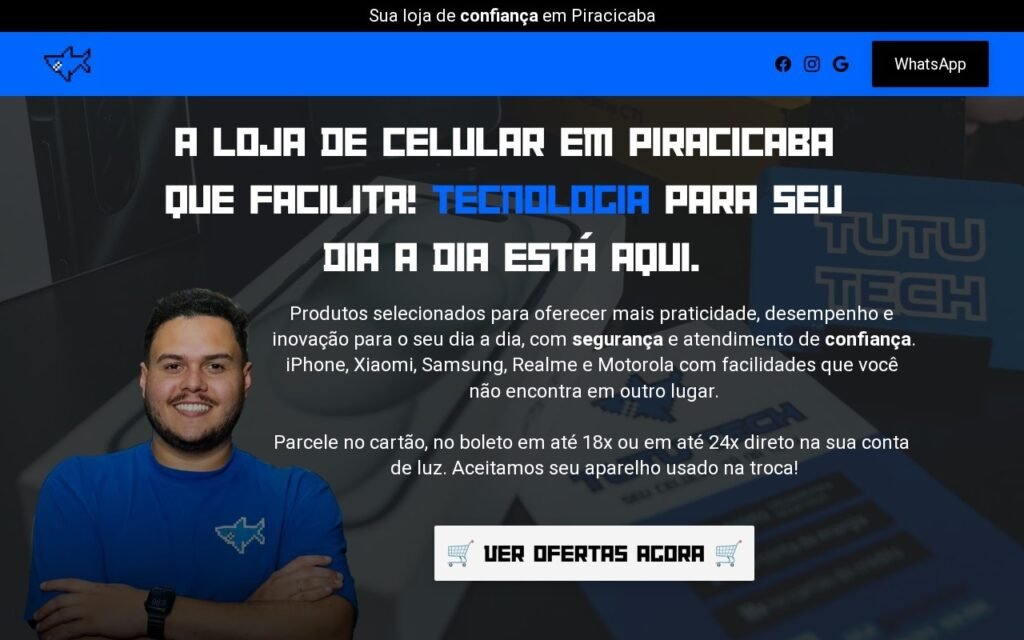 Página inicial do site tututechh.com